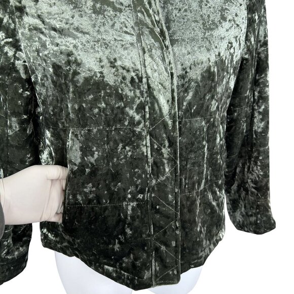 Sanctuary Womens M Crushed Velvet Zip Jacket Olive Green Dark Academia Timeless - Picture 7 of 16